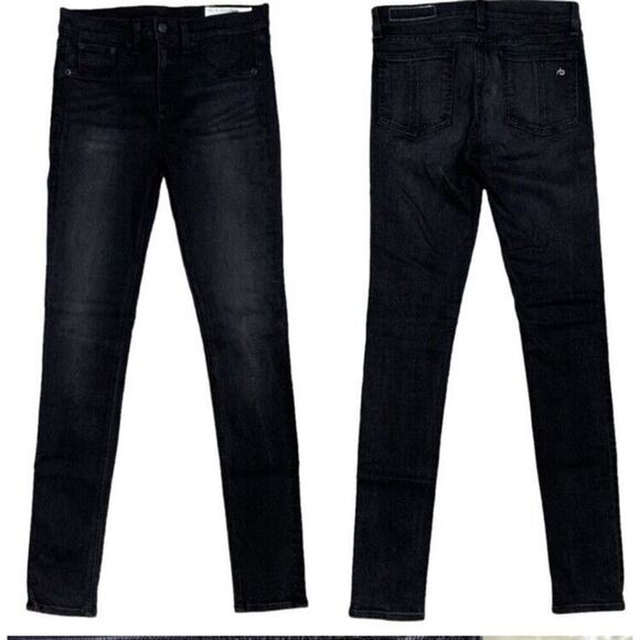 Rag & Bone Jeggings Size 26 High Rise Denim Leggings Black Grunge Goth P… - Picture 4 of 16